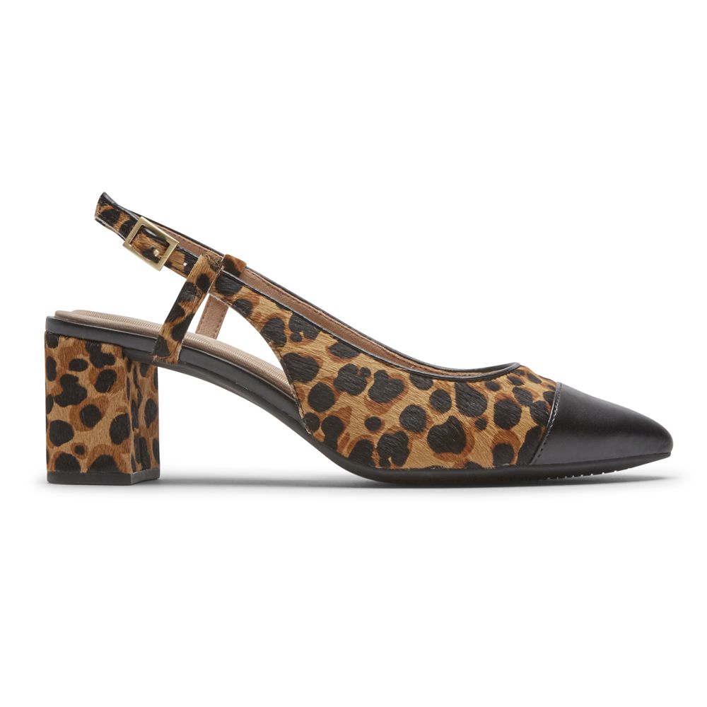 Pantofi Cu Toc Rockport Dama Total Motion Salima Posted Slingback Leopard - Romania 1720-INULK